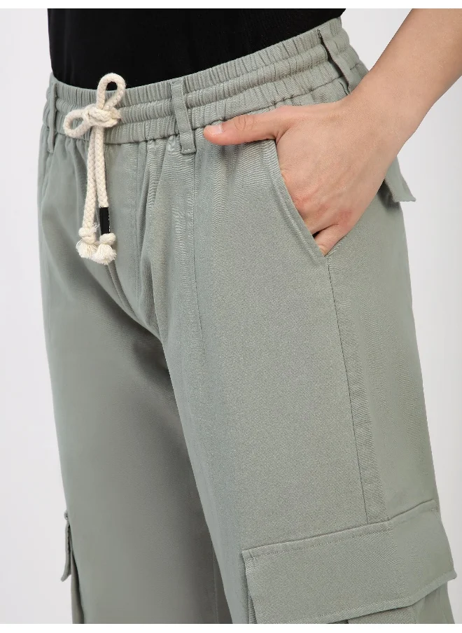 بيونغ Light Grey Dart Detailed Cargo Pants for men's