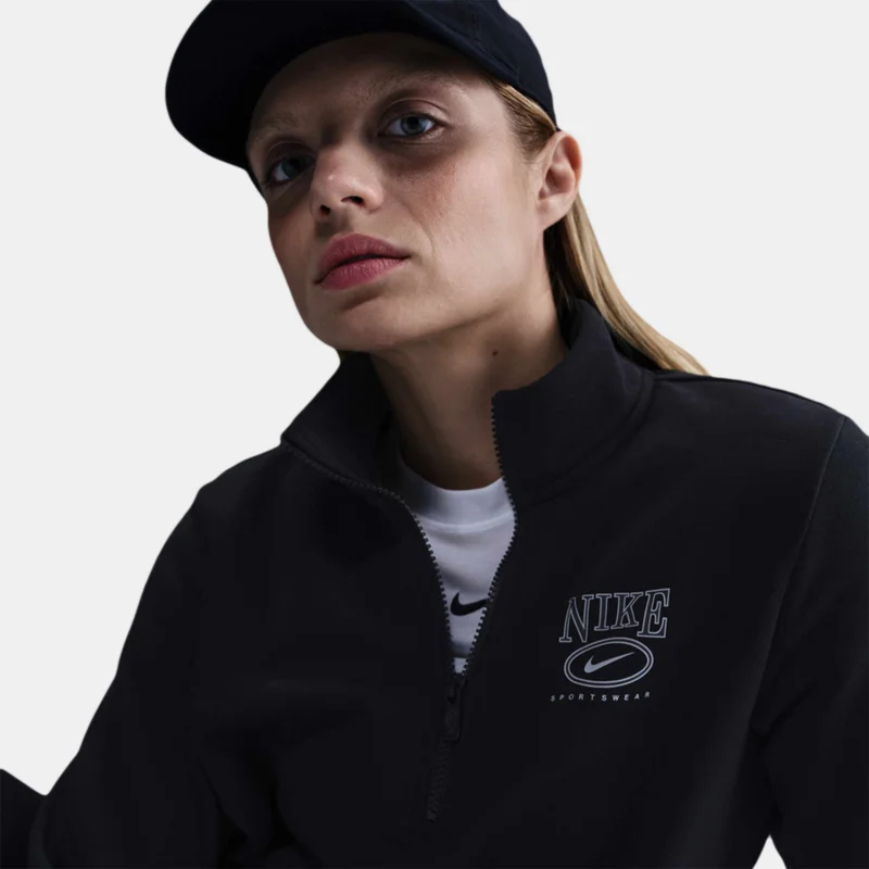 Nike Black Women's Sportswear Club Fleece 1/4-Zip Top for Women | Best Price UAE
