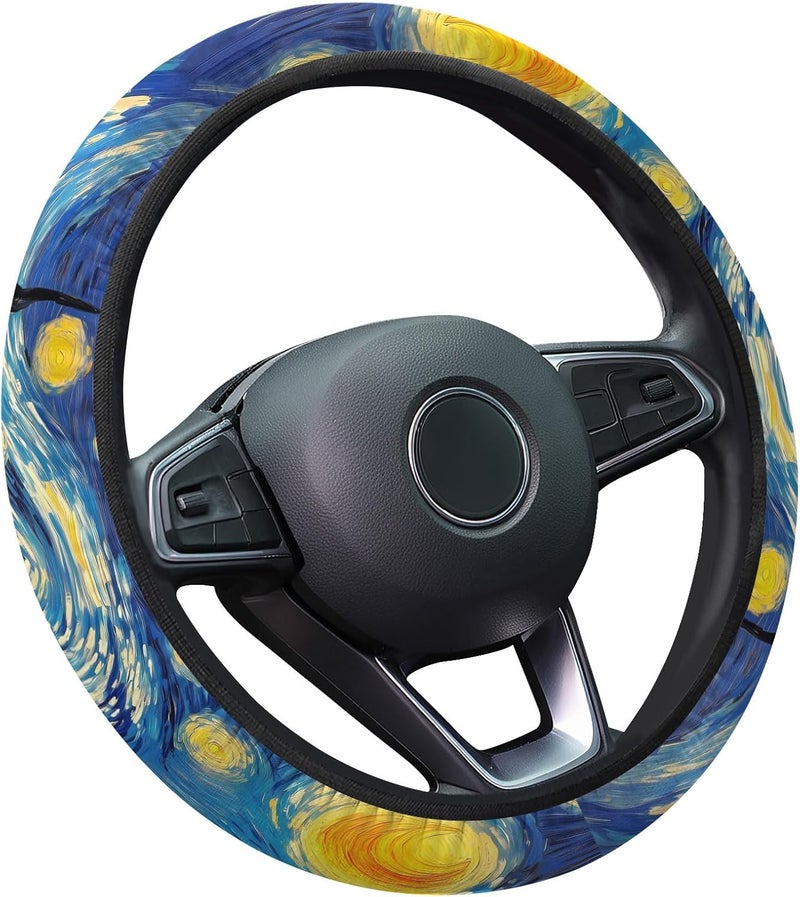 GENANY Starry Night Art Steering Wheel Cover, Non Slip Polyester Car Wheel Protector for Car SUV Truck, Universal 15 Inch - Image 1