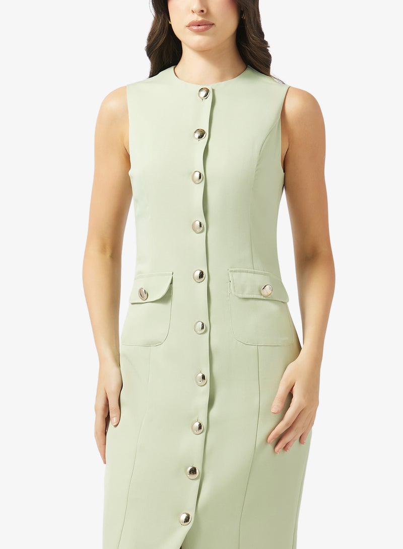 Style Cheat Button Pocket Detailed Tailored Dress - Image 3