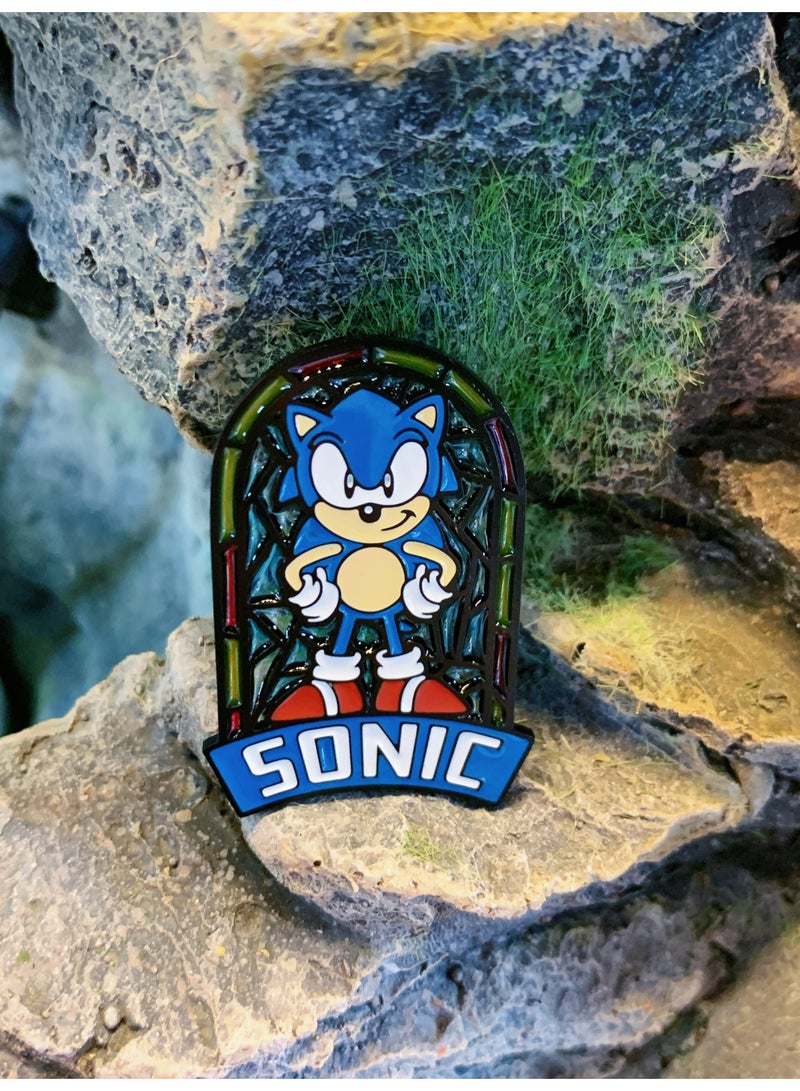 SONIC Cute Cartoon Character The Hedgehog Sonic Brooch Pin - Image 1