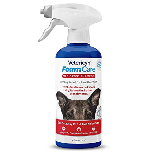 Vetericyn FoamCare Medicated Dog Shampoo - Instant Foaming, Spray-On Hypoallergenic Shampoo, Medicated Formula for Sensitive Skin, Safe for Dogs and Cats. 16 Ounce - Image 1