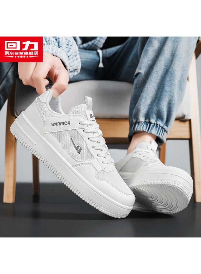 Warrior Men's Sneakers Autumn Solid Color Lightweight Trendy Patchwork Mesh Shoes White Size 44