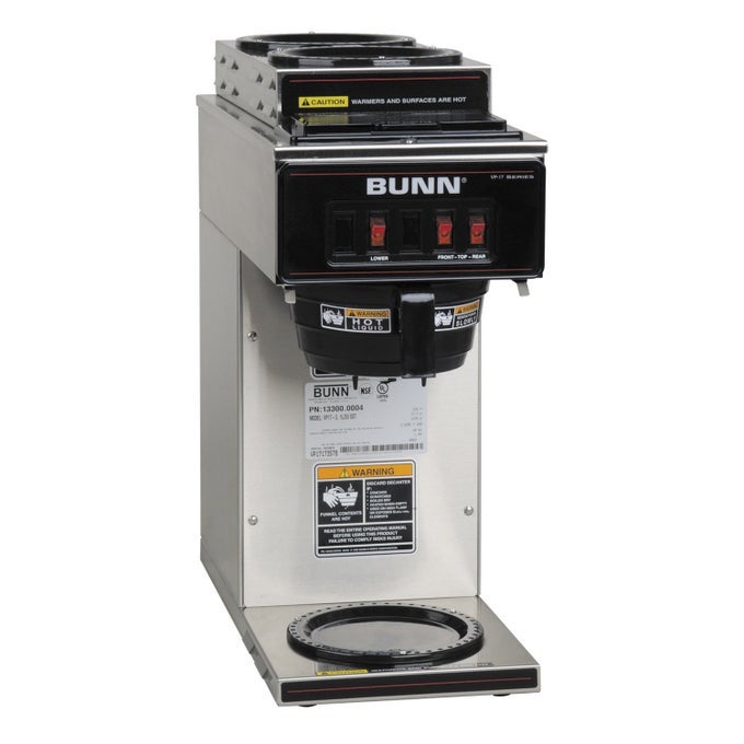 133000004 VP173SS2U POUROVER COMMERCIAL COFFEE BREWER WITH ONE LOWER AND TWO UPPER WARMERS STAINLESS STEEL