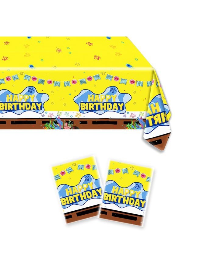 JU XIN 2Pcs Yellow Sponge Party Tablecloth |70.8 x 42.5 Inch| Yellow Sponge Birthday Party Supplies - Image 1