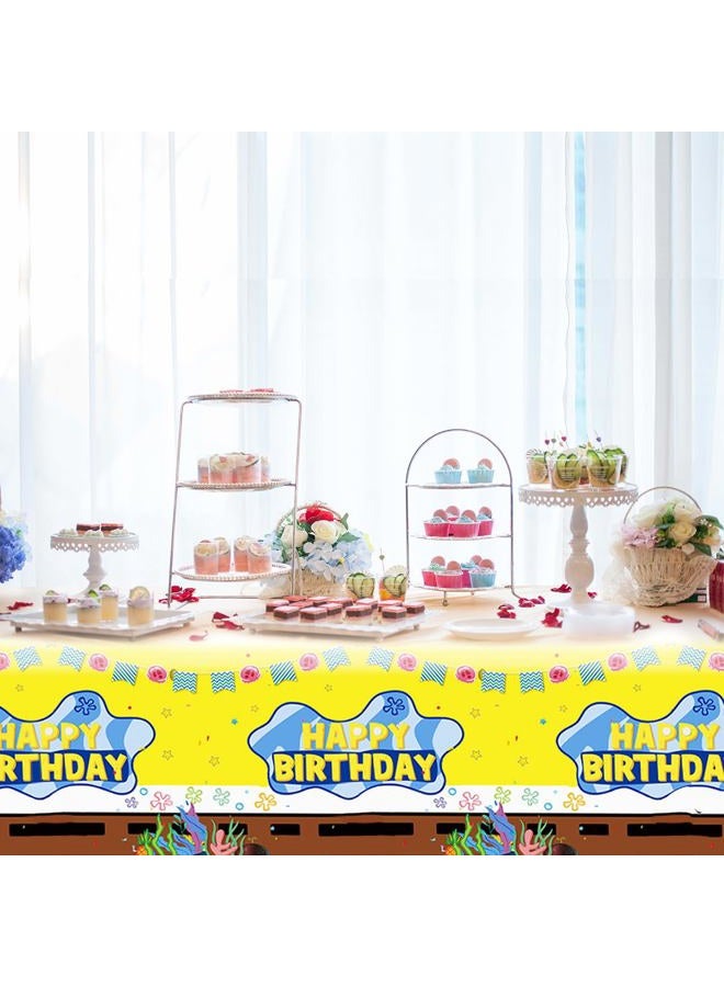 JU XIN 2Pcs Yellow Sponge Party Tablecloth |70.8 x 42.5 Inch| Yellow Sponge Birthday Party Supplies - Image 4