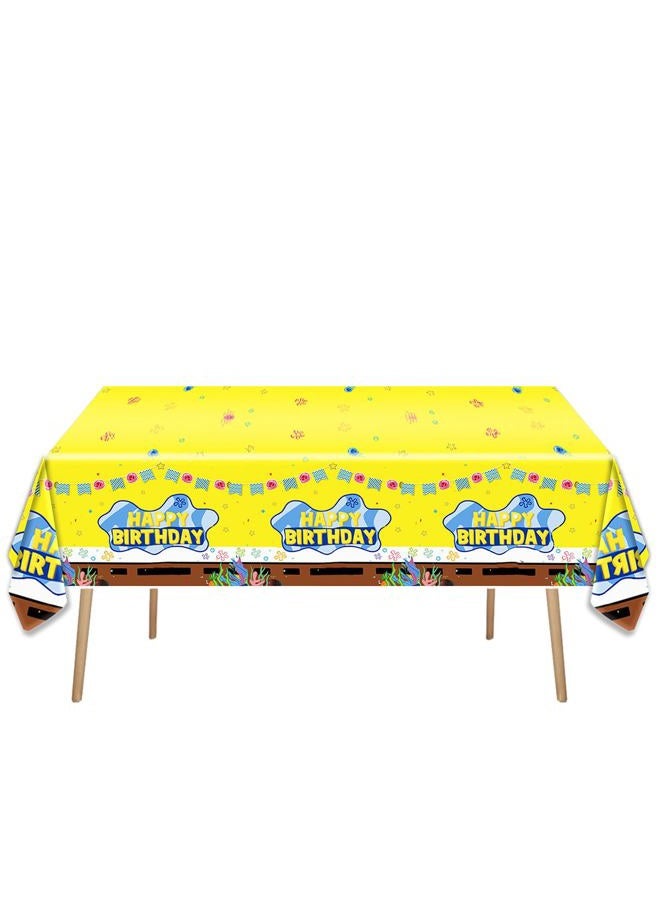 JU XIN 2Pcs Yellow Sponge Party Tablecloth |70.8 x 42.5 Inch| Yellow Sponge Birthday Party Supplies - Image 2