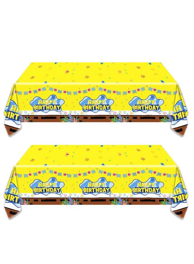 JU XIN 2Pcs Yellow Sponge Party Tablecloth |70.8 x 42.5 Inch| Yellow Sponge Birthday Party Supplies - Image 3