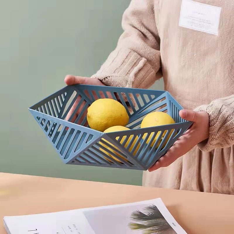 MVM Enterprise Fruit Storage Bowl Pentagonal Shape for Dining Table use for Home and Kitchen Pentagon Plastic Basket Storage in Fruit Vegetable Mesh Fruit Holder Covered Fruit Bowl for Kitchen - Image 1