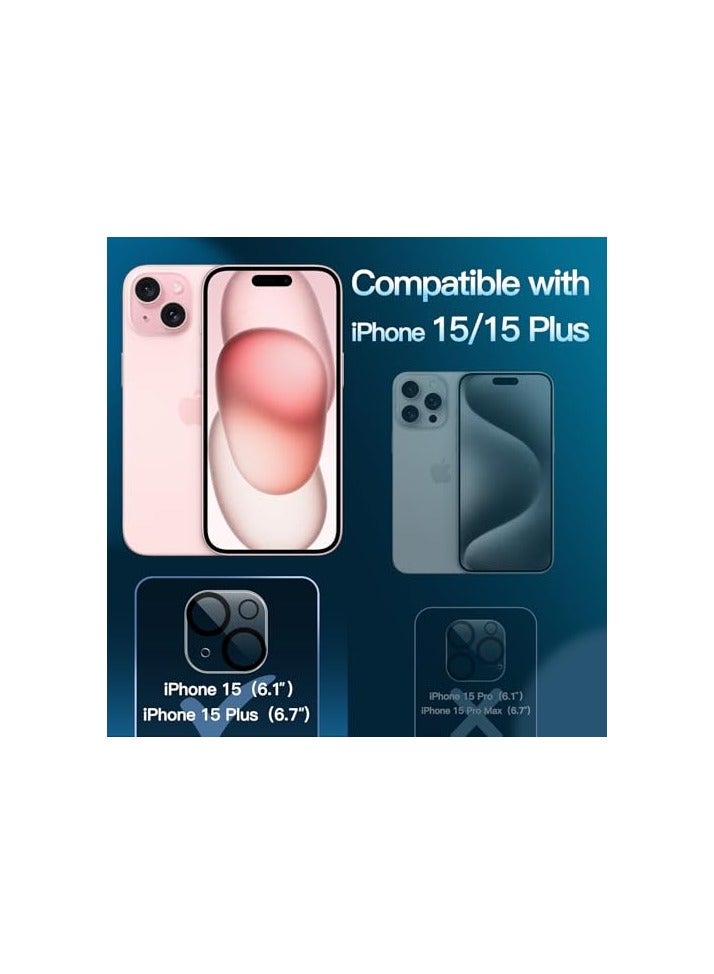 جي تيك واقي عدسة الكاميرا JETech لهاتف iPhone 15 6.1 بوصة وiPhone 15 Plus 6.7 بوصة، زجاج مقسى 9H، مضاد للخدش، صديق للحافظة، لا يؤثر على اللقطات الليلية، شفاف عالي الدقة، 3 عبوات - Image 2