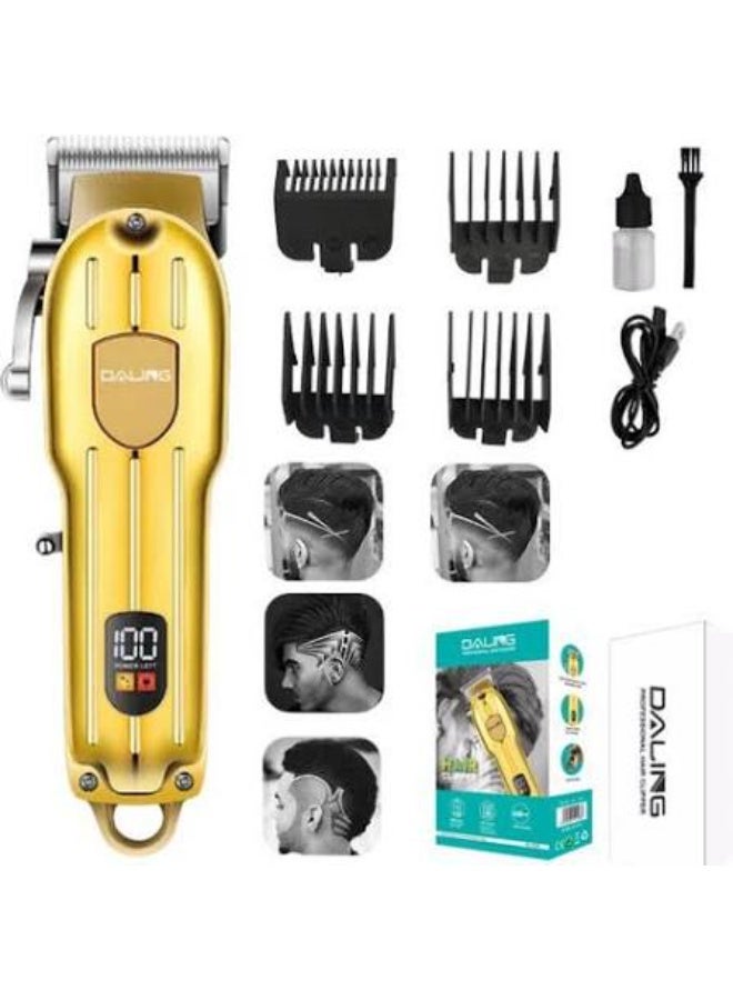 DALING DL-1538 LED Display Rechargeable Hair Clipper Trimmer 120 min  Runtime 4 Length Settings (Gold) - Image 1