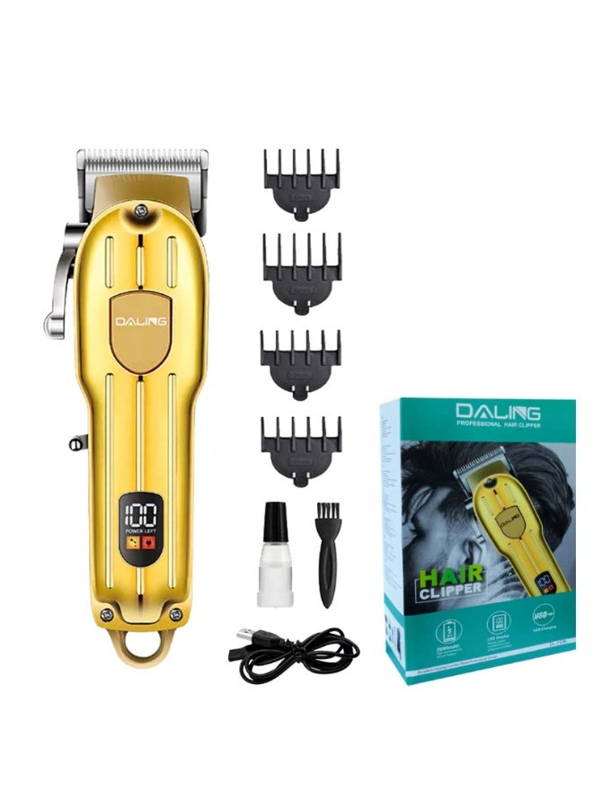 DALING DL-1538 LED Display Rechargeable Hair Clipper Trimmer 120 min  Runtime 4 Length Settings (Gold) - Image 2