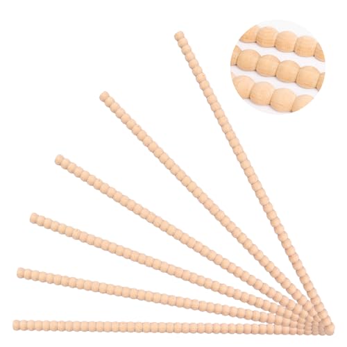 Hamminy Beaded Wood Trim Molding Decorative Half Wooden Bobbin Trim 15.7 Inch Unfinished 3D Decorative Molding Paintable for Home Wall Cabinet Door Window Bookshelf DIY Decoration (11mm, 6 Pcs) - Image 1