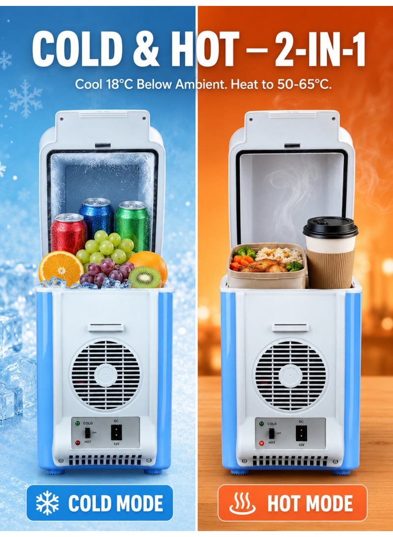 Portable car fridge, 12V DC mini fridge, 7.5-litre portable cool box, compact car freezer, cool blue, ideal for travel, camping and road trips. Keeps skincare products, fruit, drinks and food fresh; dual-function cooling and heating - Image 4