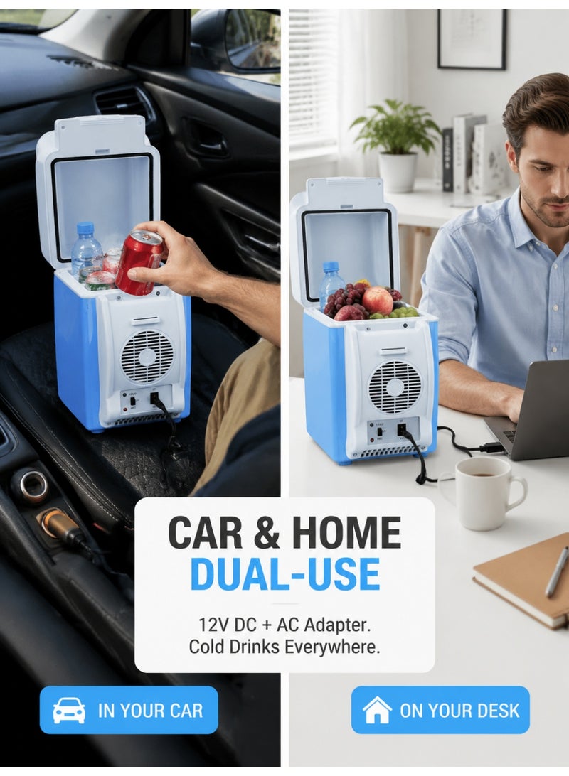 Portable car fridge, 12V DC mini fridge, 7.5-litre portable cool box, compact car freezer, cool blue, ideal for travel, camping and road trips. Keeps skincare products, fruit, drinks and food fresh; dual-function cooling and heating - Image 2
