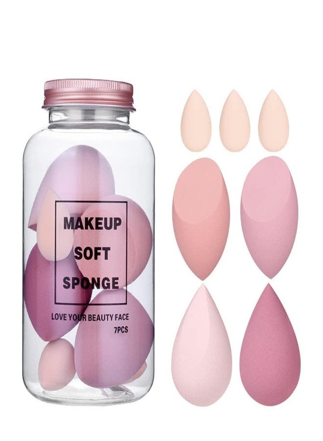 Aternal Beauty Blender Jar Set, Face Makeup Sponge 7Pcs Puff Teardrop Blender Foundation Sponge Set with Gift Bottle Design Makeup Egg Sponge for Girls, Beauty Blender Makeup Sponge Set - Image 1
