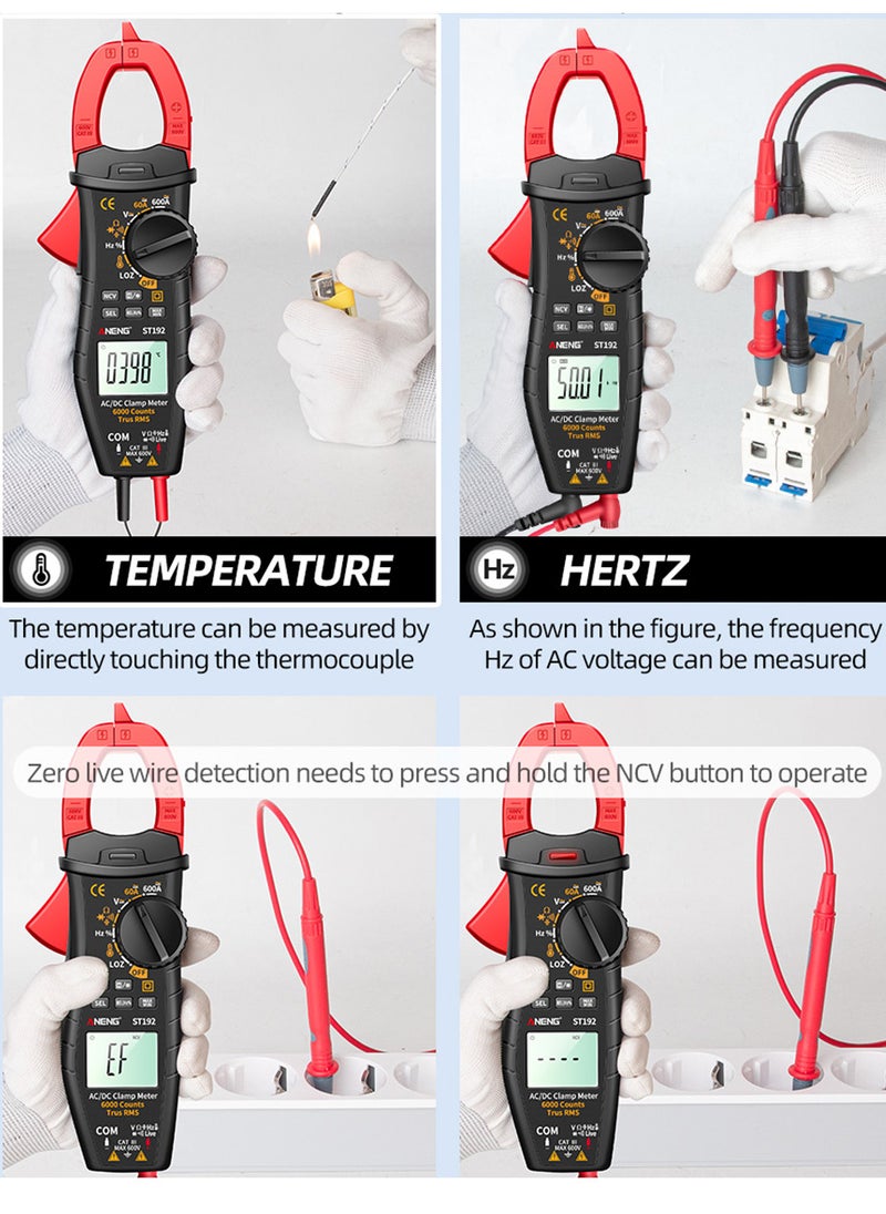 ANENG - ANENG ST192 600A DC AC Clamp Meter 6000 Counts Auto-ranging Digital Multimeter LCD Screen Voltage Current Detector Pen Temperature Measuring - Image 1