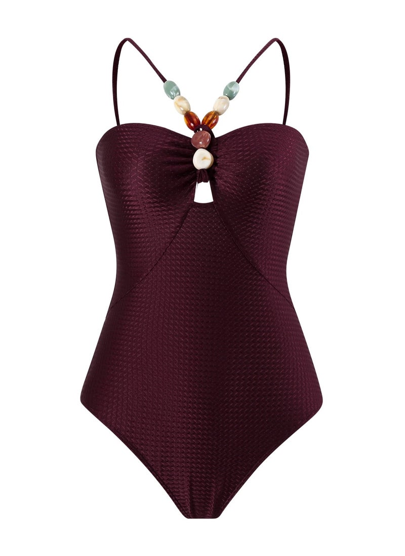 Generic 2Pcs The latest women's one-piece swimsuit hollow gem long dress swimsuit set  - Image 3