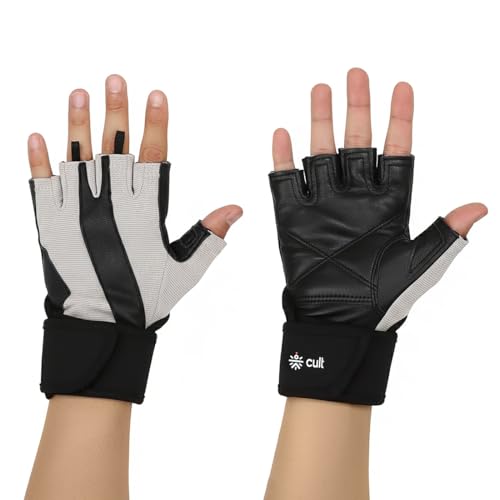 CULT Fitness Training Gloves for Men & Women – Premium Grip Unisex Workout Gloves with Breathable Lycra & Half-Finger Design – Durable, Anti-Slip, Sweat-Absorbent Gym Gloves - Beige - Image 1