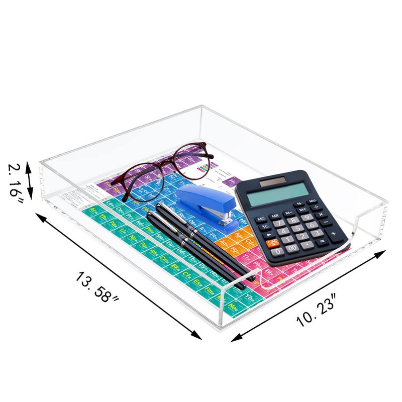 Tasybox Acrylic Letter Paper Organizer, Clear Desk Organizer Tray Stackable Desk Accessories Tray for School Home Office Supplies - Image 3
