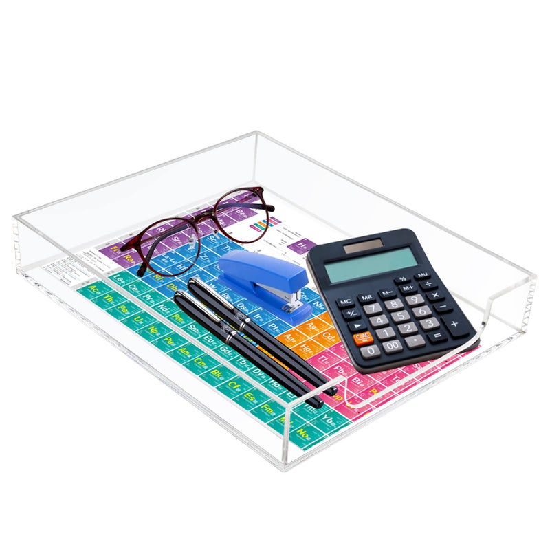 Tasybox Acrylic Letter Paper Organizer, Clear Desk Organizer Tray Stackable Desk Accessories Tray for School Home Office Supplies - Image 1