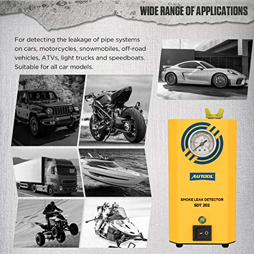 AUTOOL Automotive Smoke Machine EVAP Leak Detector 12V Car Fuel Pipe System Leakage Locator with Pressure Gauge for Car, Motorcycle, Truck, Boats and More - Image 5