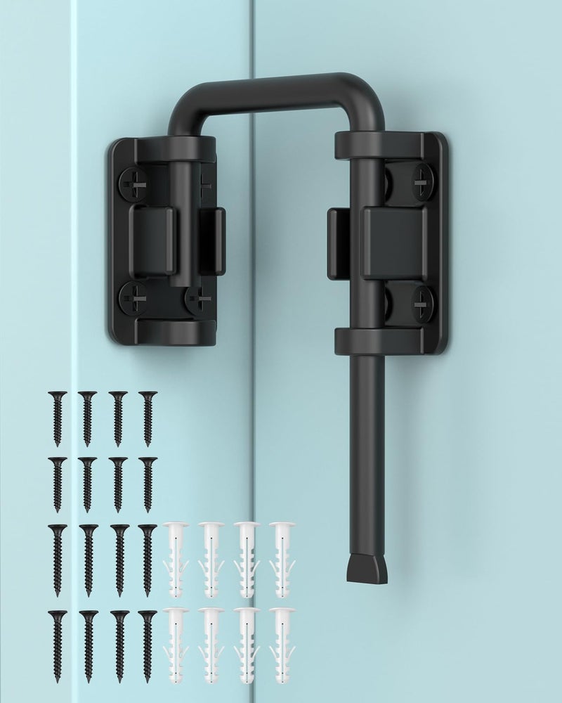 MeBantoo 2.36 Inch U Patio Sliding Door Loop Lock Latch - Stainless Steel Home Security Loop Bolt Lock for Barn, Garden, Fence Gate, Window - Multi-Angle Installation Option (Black-1 Pc) - Image 1