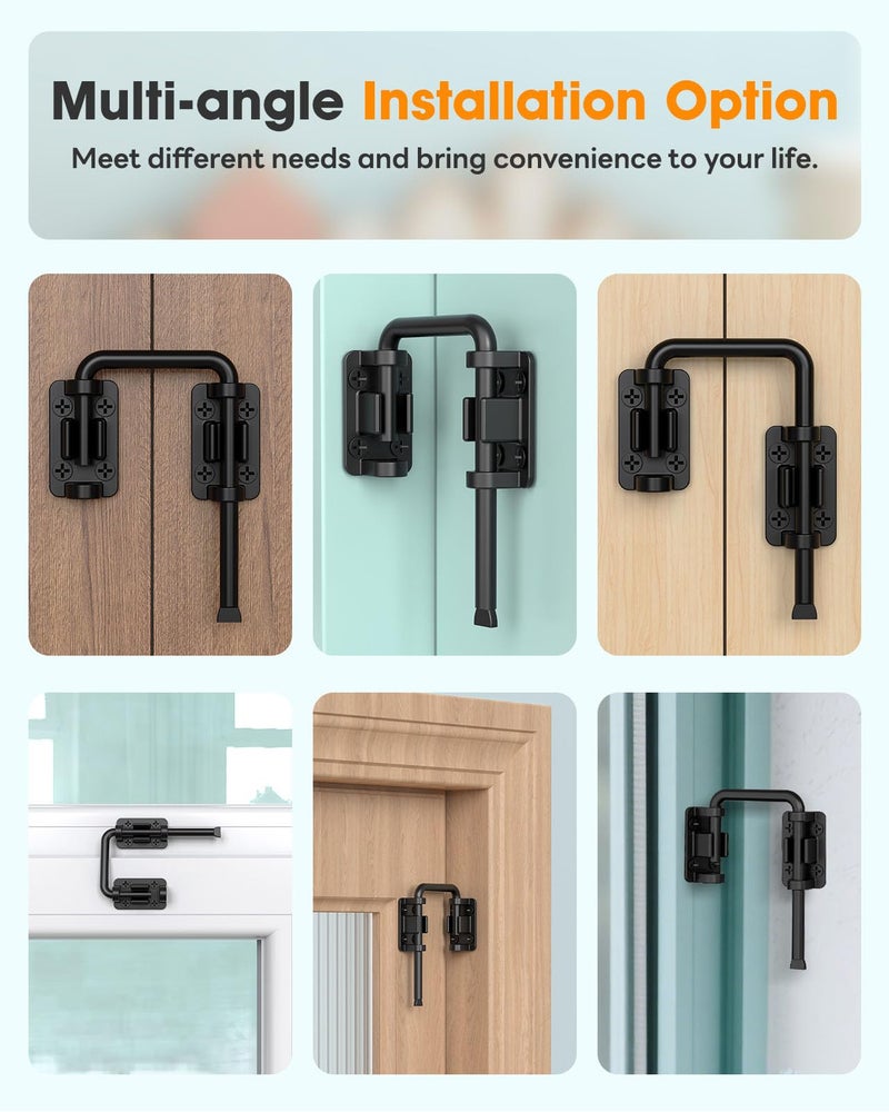 MeBantoo 2.36 Inch U Patio Sliding Door Loop Lock Latch - Stainless Steel Home Security Loop Bolt Lock for Barn, Garden, Fence Gate, Window - Multi-Angle Installation Option (Black-1 Pc) - Image 4