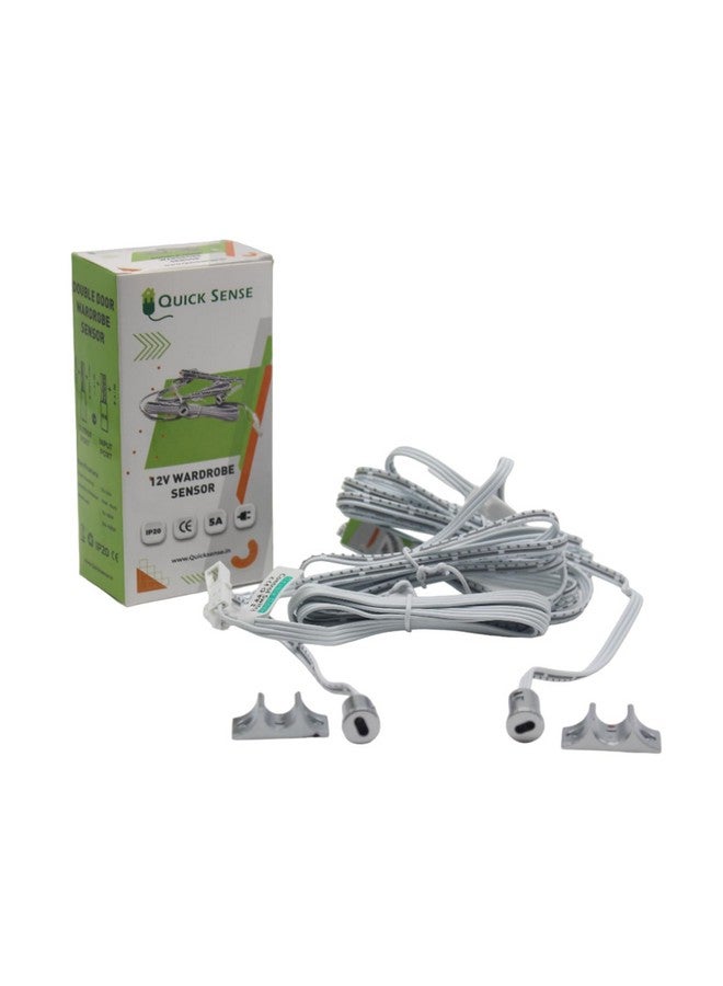 Quick Sense (QS-WR12) Dual Intelligent IR Door Sensor | Auto On/Off Motion Sensor for Wardrobe, Cabinet & Closet Lights | 12V/24V DC, High Power Capacity, Sleek Silver Finish, Smart Detection - Image 2