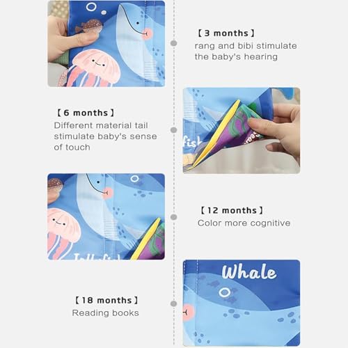 VIVATRA Learning Tails Book, Children's Tail Cloth Book Set, Tear Resistant Books with Rustling Sound, Early Educational Toy for 0-3 Years, Boys & Girls, Ideal for Baby Showers | Ocean Tails - Image 4