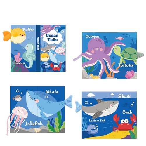 VIVATRA Learning Tails Book, Children's Tail Cloth Book Set, Tear Resistant Books with Rustling Sound, Early Educational Toy for 0-3 Years, Boys & Girls, Ideal for Baby Showers | Ocean Tails - Image 3