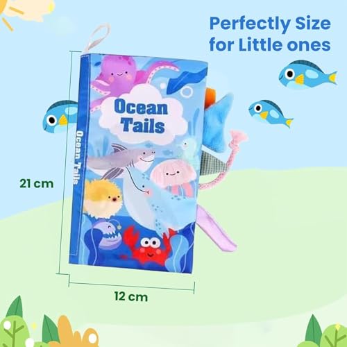 VIVATRA Learning Tails Book, Children's Tail Cloth Book Set, Tear Resistant Books with Rustling Sound, Early Educational Toy for 0-3 Years, Boys & Girls, Ideal for Baby Showers | Ocean Tails - Image 2