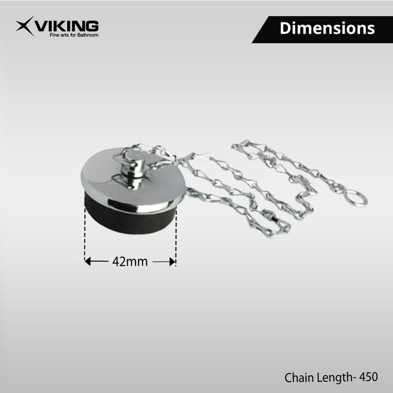 Viking سدادة سلسلة نحاسية كلاسيكية - قطر 40 مم (1-1/2 بوصة) - كروم، مناسبة للأحواض، حوض الغسيل، تمنع الانسداد والت blockage - Image 2