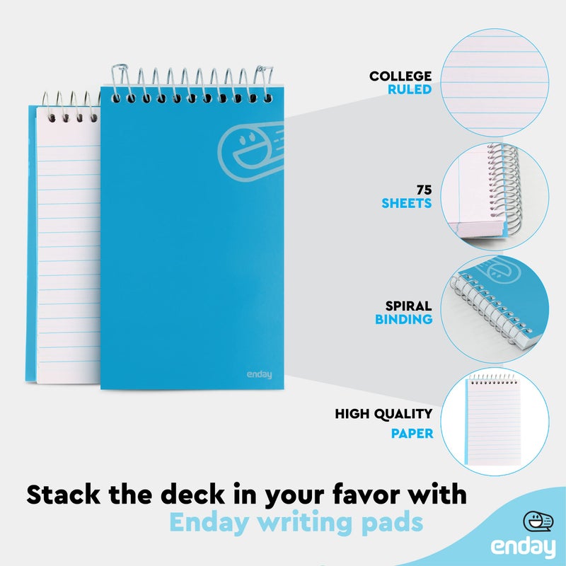 Enday Pocket Notebook  Small Notebooks 3 X 5 Top Bound Small Spiral Notebooks  Memo Pad For Home Office Accessories  75 Sheets  Mini Notepad In Pink  Purple  Green  Blue  Red  Grey (6 Pack) - Image 3