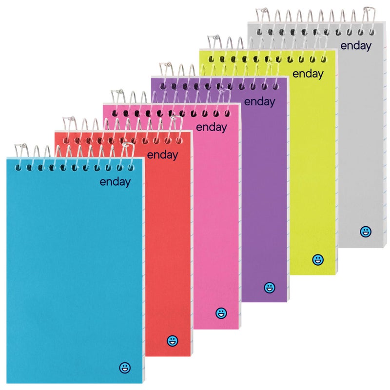 Enday Pocket Notebook  Small Notebooks 3 X 5 Top Bound Small Spiral Notebooks  Memo Pad For Home Office Accessories  75 Sheets  Mini Notepad In Pink  Purple  Green  Blue  Red  Grey (6 Pack) - Image 1