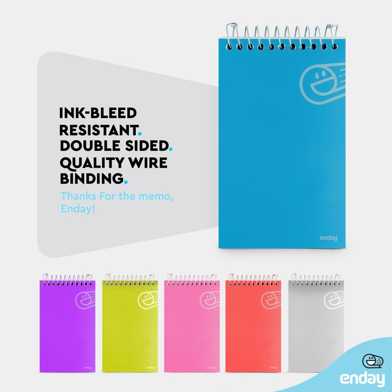 Enday Pocket Notebook  Small Notebooks 3 X 5 Top Bound Small Spiral Notebooks  Memo Pad For Home Office Accessories  75 Sheets  Mini Notepad In Pink  Purple  Green  Blue  Red  Grey (6 Pack) - Image 4