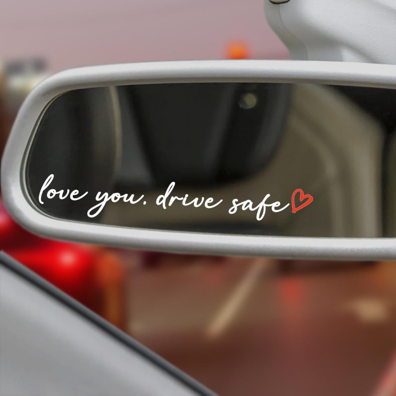 TIIMGCOO 3X Love You Drive Safe Car Mirror Sticker Cute Car Decals for Women Mom Rear View Mirror Decal Affirmation Stickers Valentines Day Gifts for Her Him White - Image 3