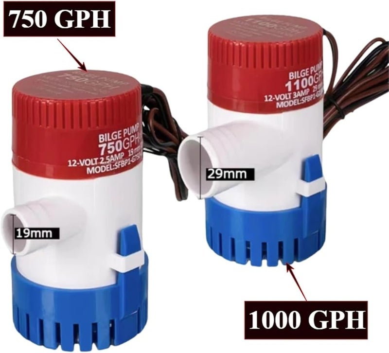 12V 750GPH Submersible Bilge Pump Mini Electric Water Pump For Boat Seaplane Motor Homes - Image 3