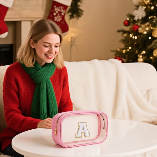 YOOLIFE Travel Clear Makeup Bag Toiletry Bag, Make up Bag Waterproof Toiletry Bags for Women Cosmetic Bag Preppy Stuff Birthday Gifts for Women Personalized Pink Mother Girlfriend Wife Gifts Letter G - Image 2