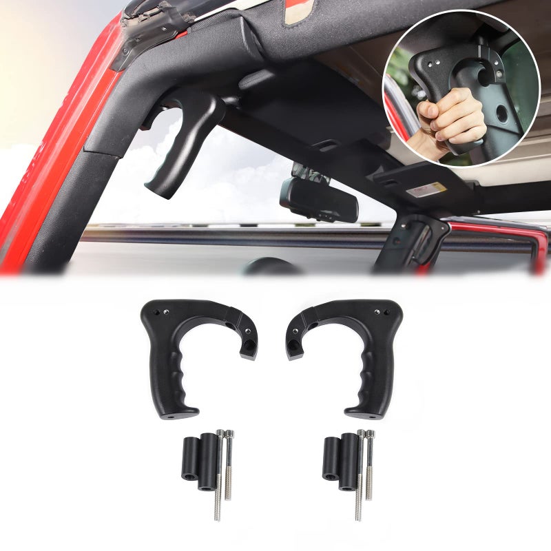 Voodonala for Jeep JK Front Metal Grab Handles Front Door Overhead Roof Grab Bar Metal Handle for Jeep Wrangler 20072018 JK JKU Accessories 24 Door Matte Black 2pcs Upgraded Version