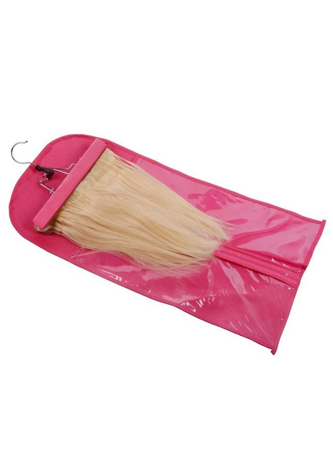 yantaisiyu Hair Extensions Storage Bag with Hanger Hair Extension Holder Wig Storage Bag Wig Bag (Pink) - Image 4