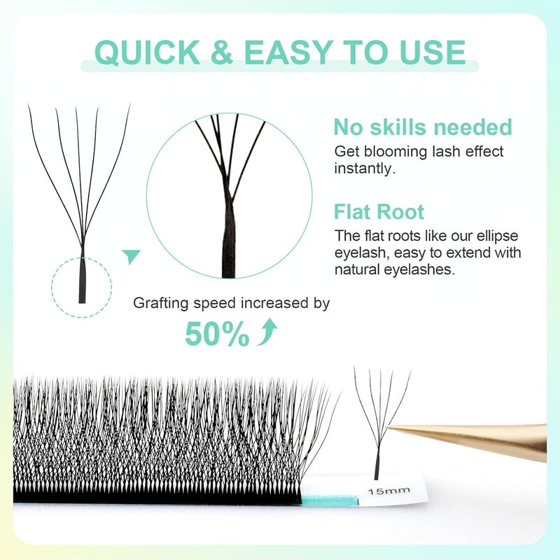 NAGARAKU 5D W Eyelash Extension 007mm 5D Volume Matte Black Premade Cluster Fans pre Fanned yy Eye Lashes 12mm 007 D - Image 5