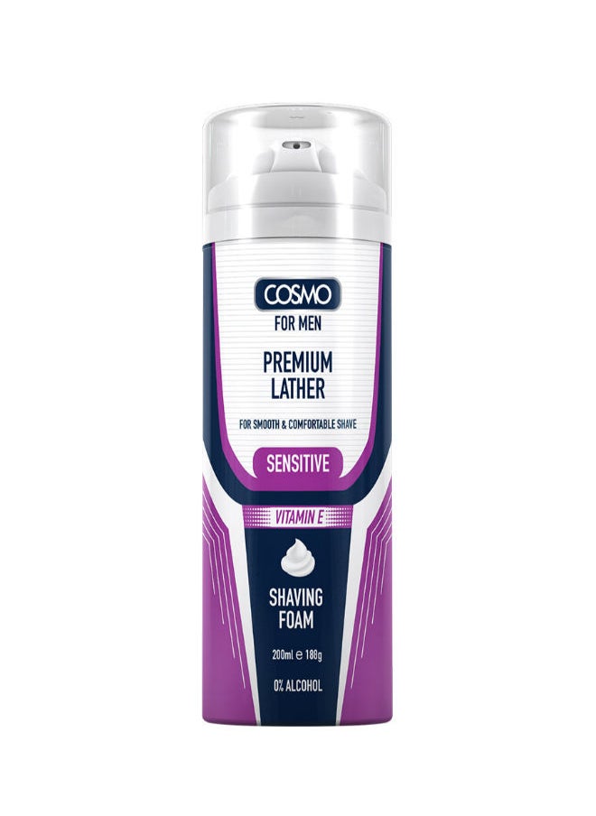 COSMO Sensitive Premium Shaving Foam For Men 200ML, Vitamin E 