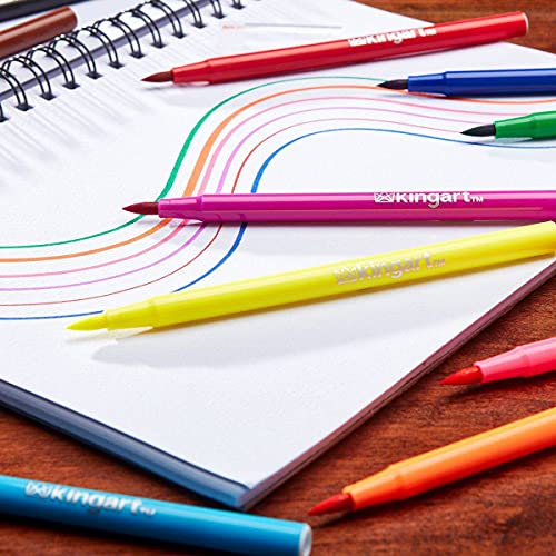 KINGART 'Watercolor-Effect' Brush Markers, 12 Colors - Brightly Colored Markers, Journaling, Lettering, Kids and Adult Coloring Books, and More, Convenient Carrying Case - Image 5