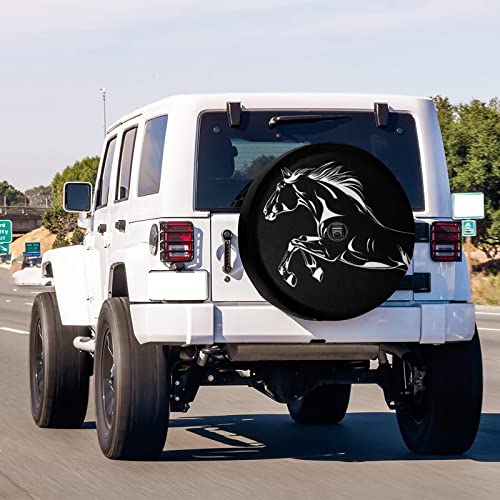 Delerain Spare Tire Cover with Backup Camera Hole Horse Black Wheel Covers Waterproof DustProof UV Sun Universal Fit for Jeep Trailer RV SUV Truck 17 Inch for Diameter 3133 - Image 3