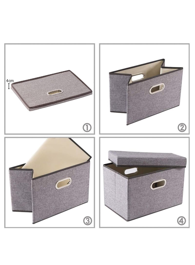 كينجمازي سلة تخزين كبيرة مع غطاء 44 × 30 × 30 سم، سلة تخزين مكعبة قابلة للطي من القطن واللينو، قابلة للكومة ومتينة، سلة تخزين لتنظيم الرفوف في غرف الأطفال وغرف النوم، منظمات خزانة المنزل المكعبة للملابس والألعاب والأغطية، رمادي - Image 4
