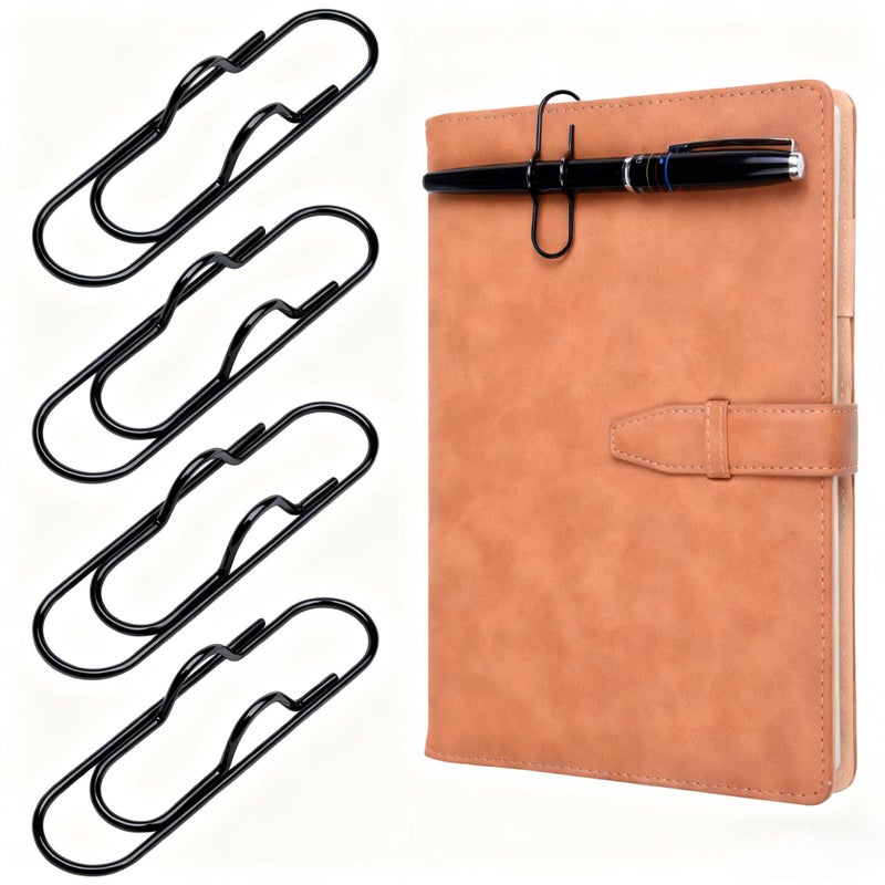 Wisdompro Pen Clip, 12 Pack Stainless Steel Pen Clip Holder for Notebook, Books, Journal, Clipboard, Paper, etc. - 2.6 x 0.7 inch (Black) - Image 1