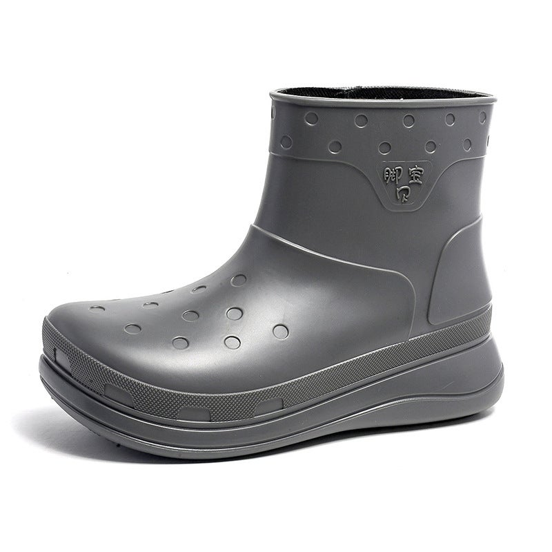Charming Shark New Riding Rain Boots Solid Color Outdoor Work Car Wash Water Shoes Low-Top Short Plastic Men'S Rain Shoes And Boots - Image 1