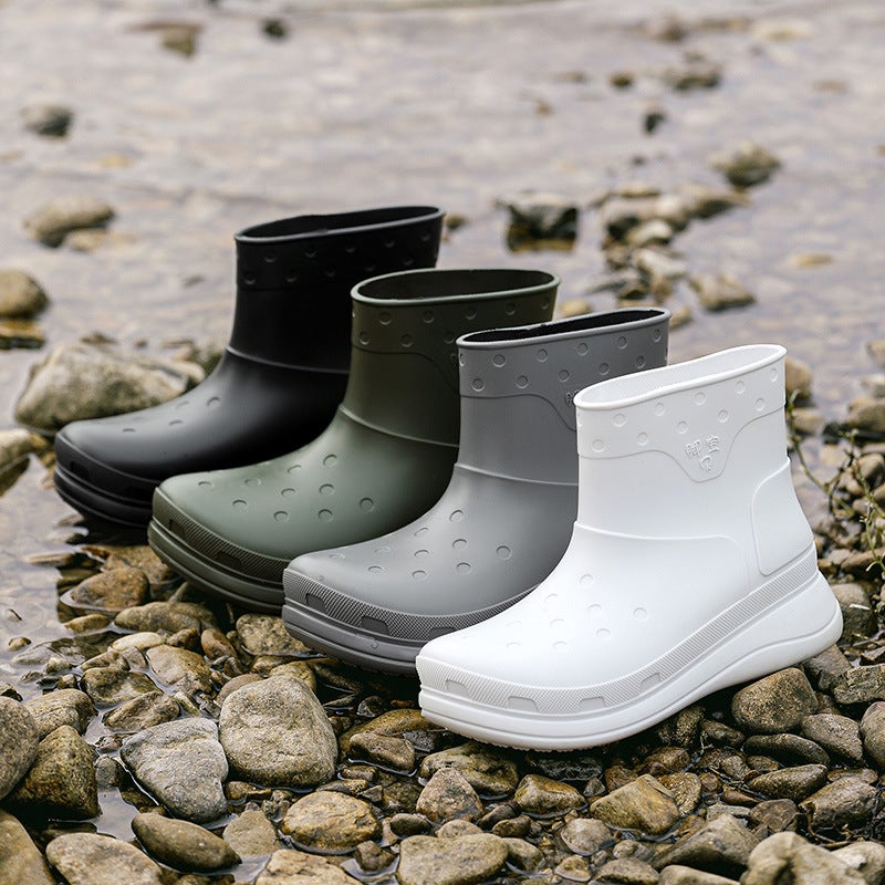 Charming Shark New Riding Rain Boots Solid Color Outdoor Work Car Wash Water Shoes Low-Top Short Plastic Men'S Rain Shoes And Boots - Image 4