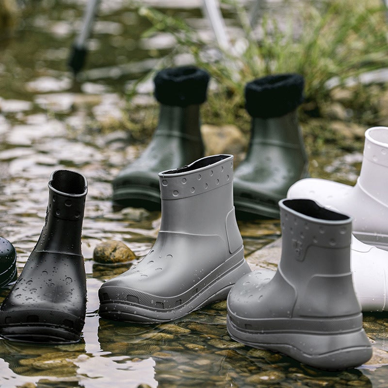 Charming Shark New Riding Rain Boots Solid Color Outdoor Work Car Wash Water Shoes Low-Top Short Plastic Men'S Rain Shoes And Boots - Image 5